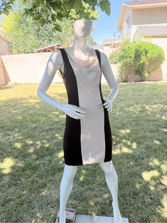 BB Dakota Dresses & Skirts - BB Dakota Black and Cream Colorblock Cowl Neck Mini Dress